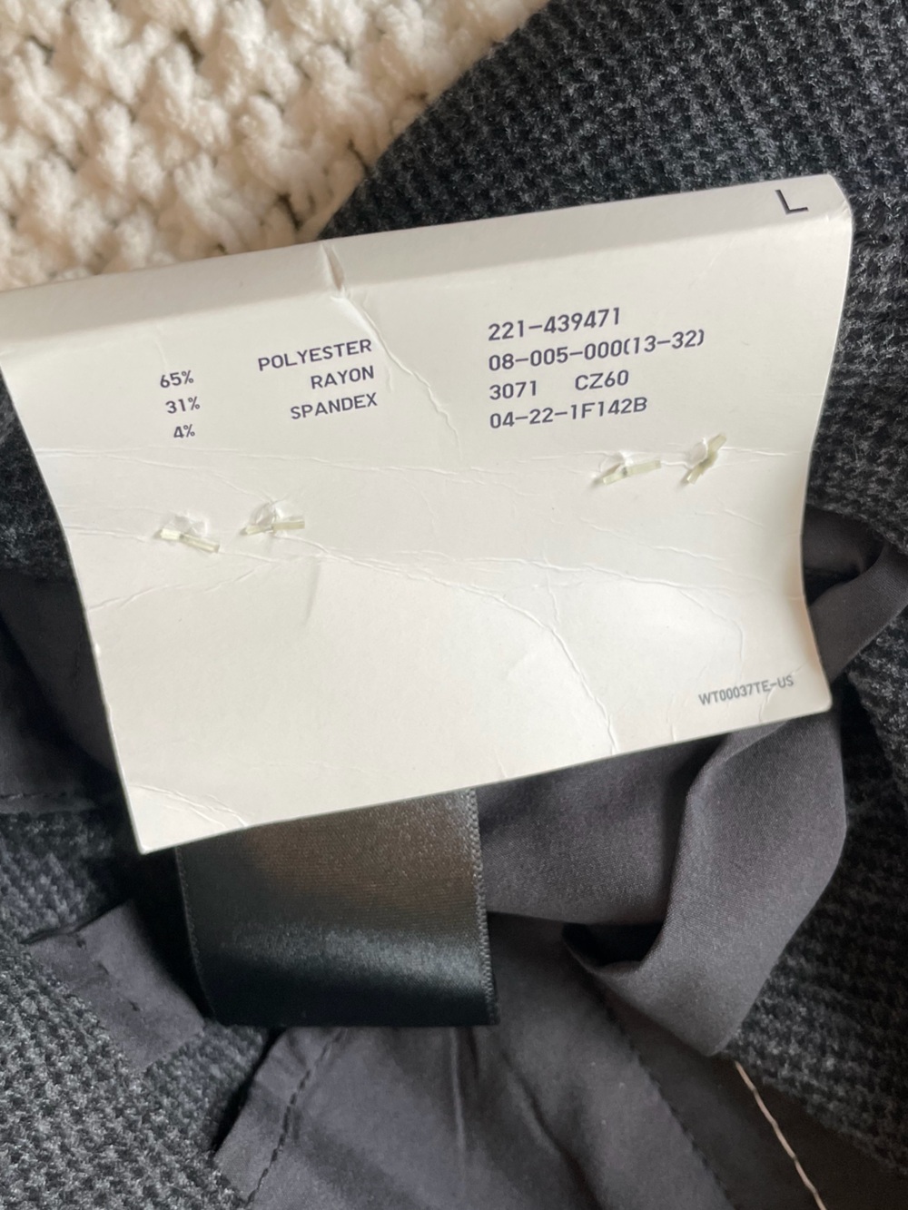 Uniqlo Smart Ankle Pants Stretch Dark Gray Charcoal Houndstooth Pants Large NWT - Picture 7 of 7